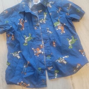Blue Kids Shirt with Cartoon Characters